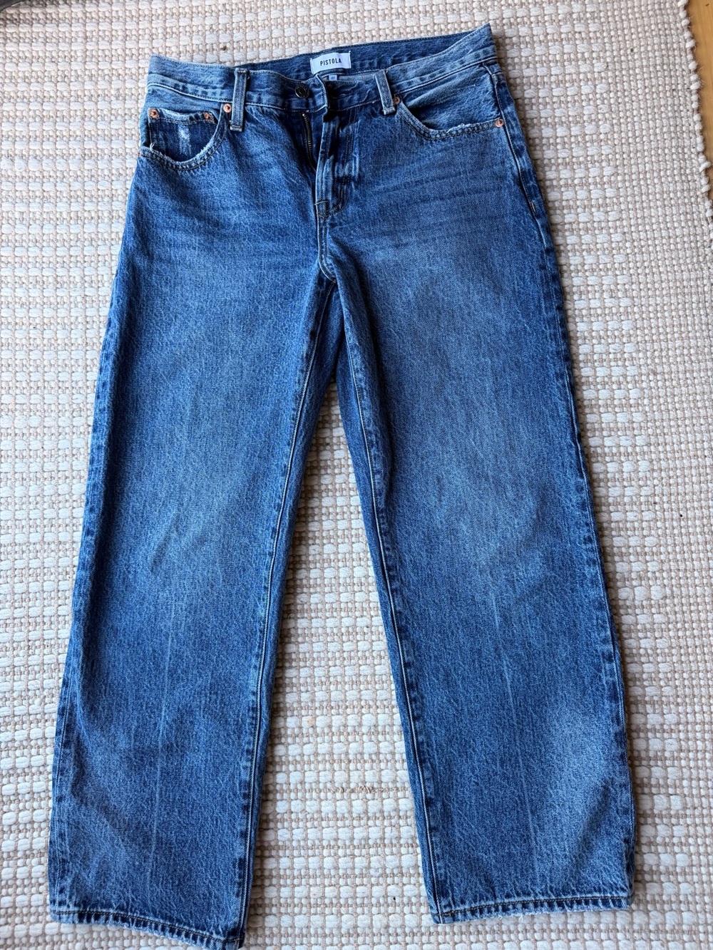Pistola Lexi Mid Rise Bowed Straight Jean - color Artisan